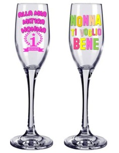 Flute vetro con scatola regalo "Nonna" - Soggetti assortiti