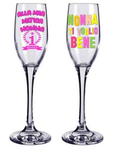 Flute vetro con scatola regalo "Nonna" - Soggetti assortiti