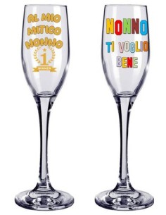 Flute vetro con scatola regalo "Nonno" - Soggetti assortiti