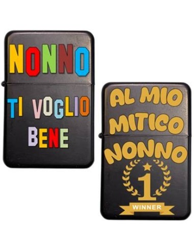 Accendino metallo con apertura a scatto - Nonno - Modelli assortiti