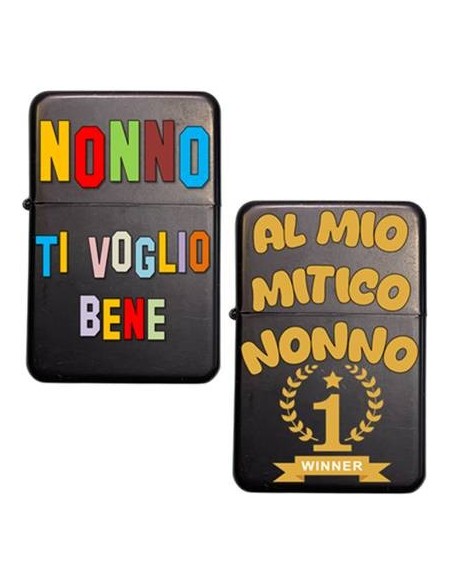 Accendino metallo con apertura a scatto - Nonno - Modelli assortiti