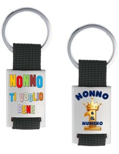 Portachiavi con placca in metallo con scatola regalo - Nonno - Modelli assortiti