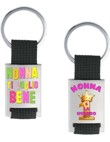 Portachiavi con placca in metallo con scatola regalo - Nonna - Modelli assortiti