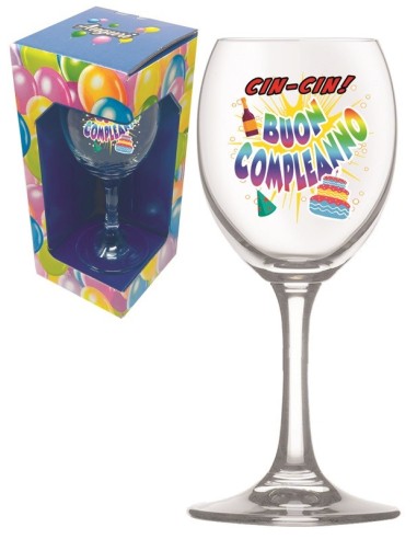 Calice Vino Vetro - Buon Compleanno