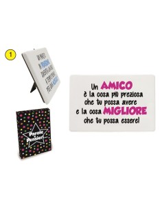 Mattonella in ceramica con piedistallo Cm. 15x10 Umoristica - Amico 2