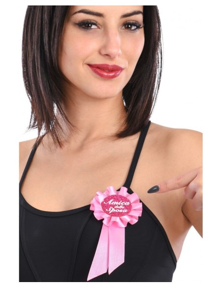 Set 6 coccarde in tessuto "Amica della sposa"