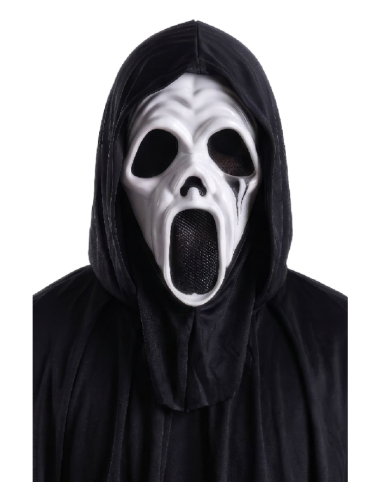 Maschera in plastica fantasma con cappuccio