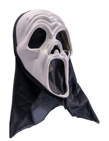 Maschera in plastica fantasma con cappuccio
