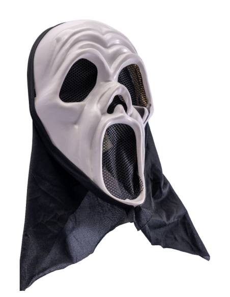 Maschera in plastica fantasma con cappuccio