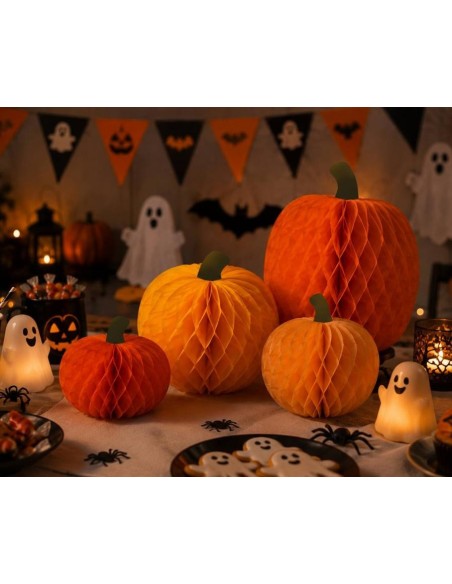 Set 4 decorazioni in carta nido d'ape Zucca - Modelli assortiti
