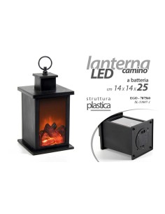 Lanterna in plastica "Caminetto" Cm. 14x14x25