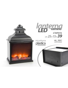 Lanterna in plastica "Caminetto" Cm. 25x15x39
