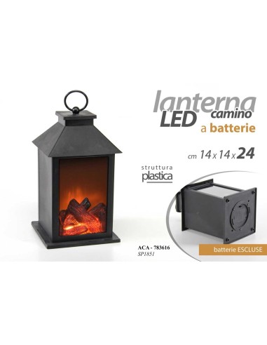 Lanterna in plastica "Caminetto" Cm. 14x14x24
