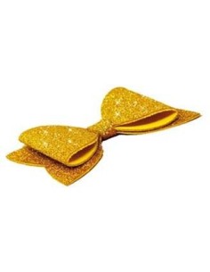 Fiocco in gomma eva glitterata Cm. 39x19 - Oro