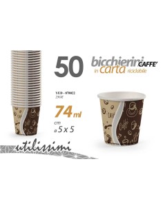 Bicchierini carta caffè 74 ML. Cm. 5x5 - Confezione 50 pezzi