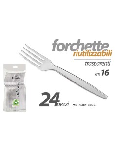 Forchette in plastica trasparente riutilizzabili cm. 16 - Confezione 24 pezzi