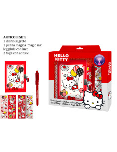 Set regalo in valigetta con diario segreto + penna + stitckers - Hello Kitty