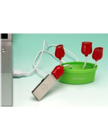 Hub USB vaso tulipani 4 porte verde