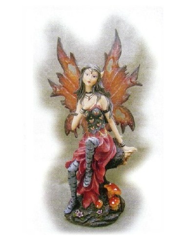 Fatina resina seduta su tronco cm. 29x50