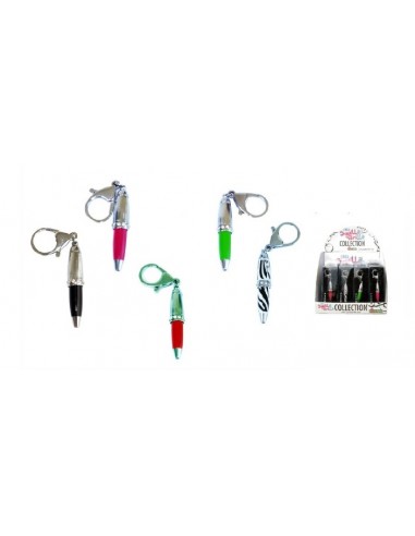Portachiavi mini penna con strass