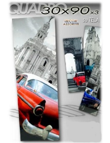 Quadro tela città con auto Cm. 30x90