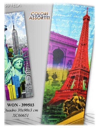 Quadro tela città verticale cm. 30x90