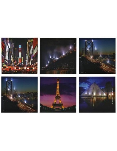 Quadro tela città con led Cm. 40x40