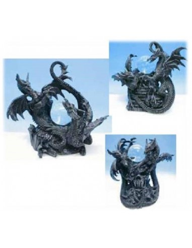 Drago resina con sfera e led Cm. 21
