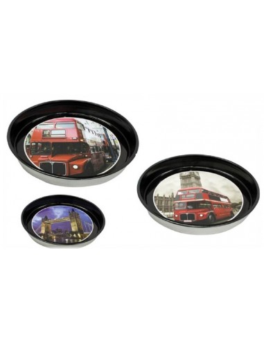 Vassoio rotondo latta London Cm. 34