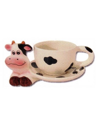 Tazzone ceramica mucca con piatto 3D