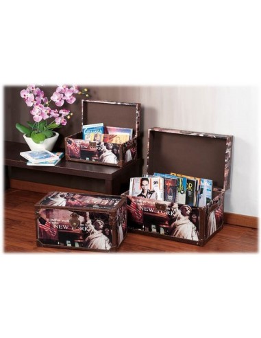 Set 3 bauli in Mdf ecopelle New York