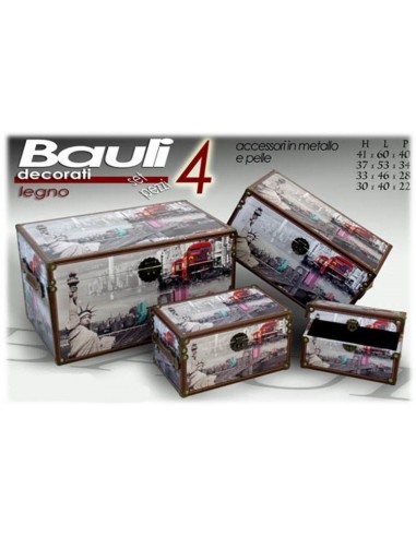 Set 4 bauli in Mdf ecopelle New York...