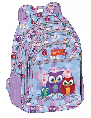 Zaino scuola 3 zip deluxe "Gufetti"...
