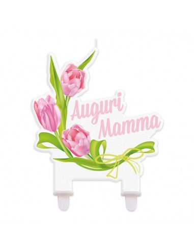 Candelina per torta cera Auguri Mamma...