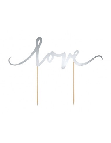 Cake topper scritta Love argento Cm. 17