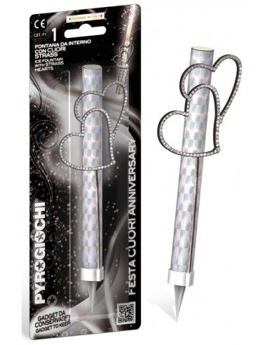 Candela flumbè con strass - Cuori