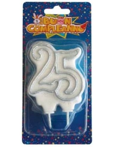 Candelina per torta numero 25 argento...