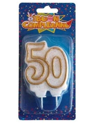 Candelina per torta numero 50 oro Cm. 12