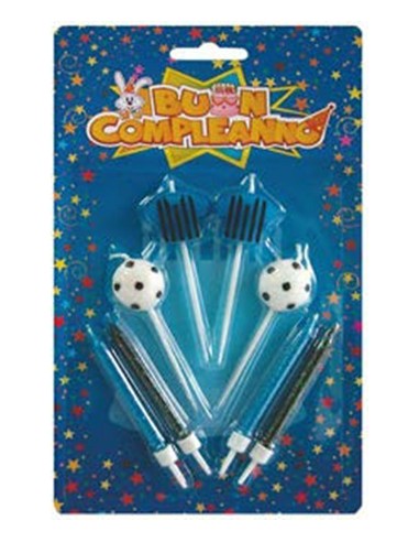 Candeline per torta calcio nero /...