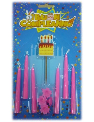 Candeline per torta cm. 7 con torta rosa