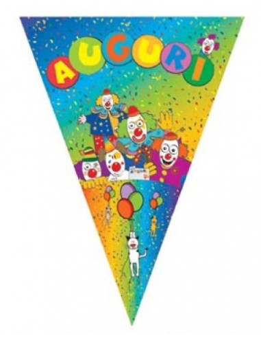 Festone bandierine Clowns auguri Cm. 320