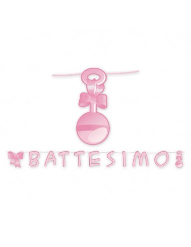 Festone scritta Battesimo rosa Mt. 6