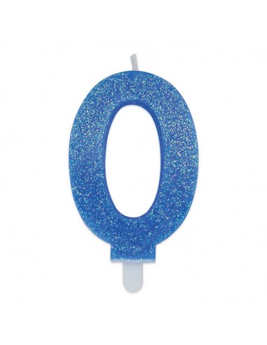 Candelina per torta glitterata blu...