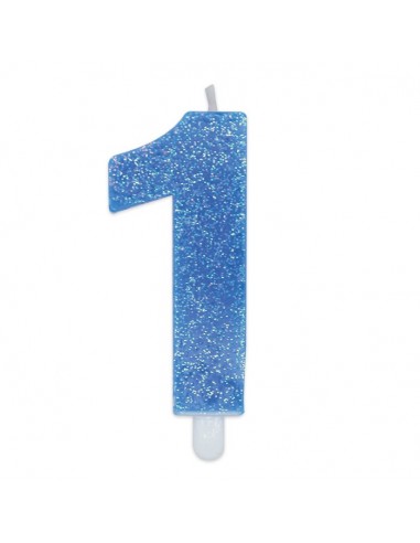 Candelina per torta glitterata blu...
