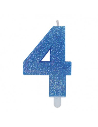 Candelina per torta glitterata blu...
