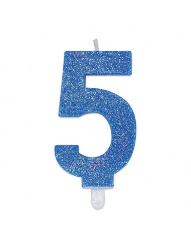 Candelina per torta glitterata blu...