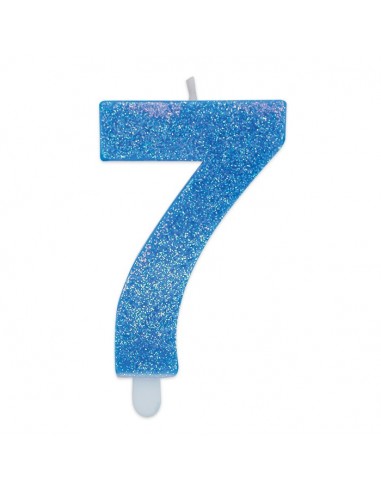Candelina per torta glitterata blu...