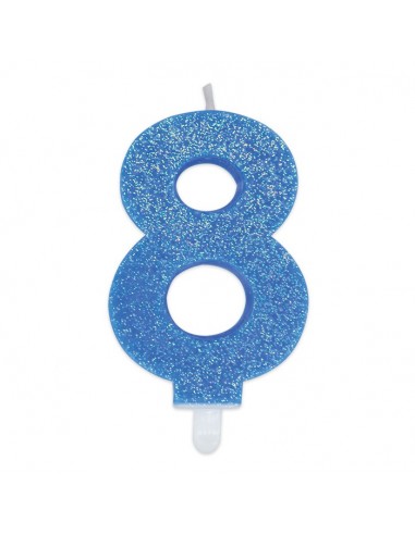 Candelina per torta glitterata blu...