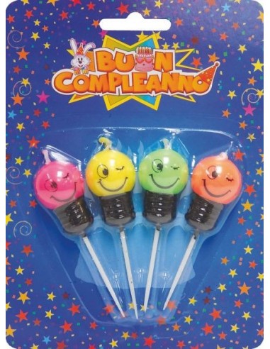 Candeline per torta lampadina smile -...