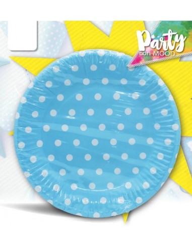 Piatti carta "Pois celesti" - Set 10...
